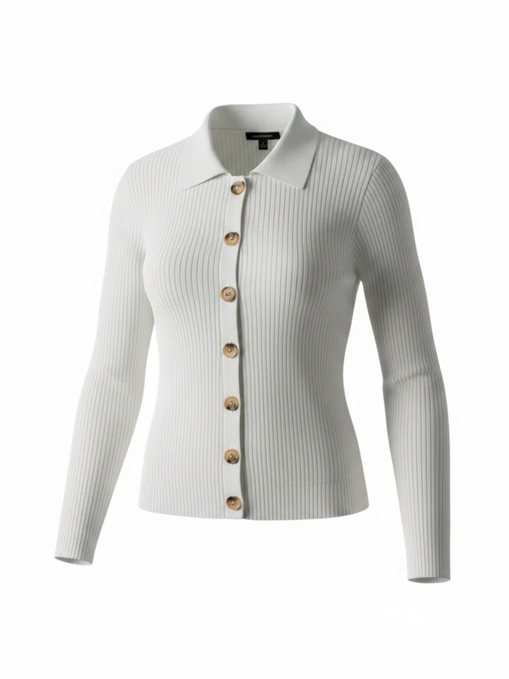 Ann Taylor Women’s Off White Ribbed Button-Front Sweater Cardigan Size M NEW
